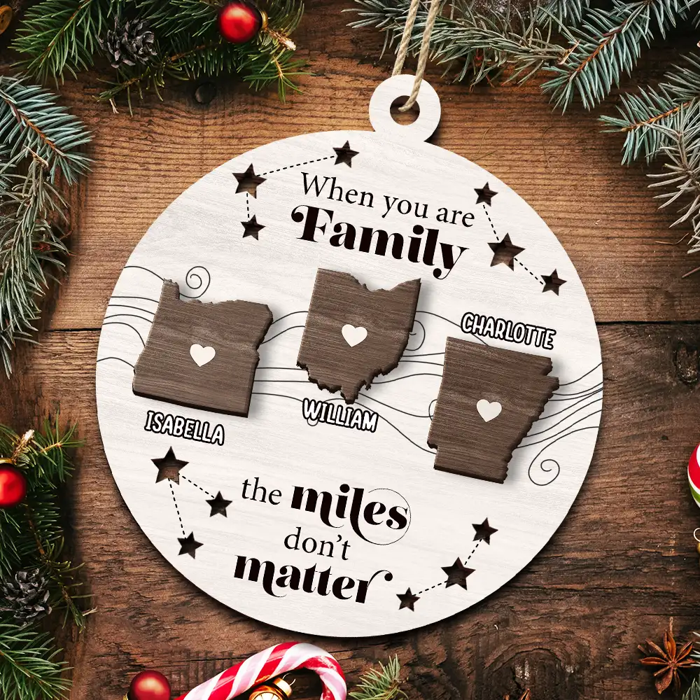 Family Friends Siblings Sisters Besties Long Distance Relationship - Personalized 2-Layered Wooden Ornament - Image 5