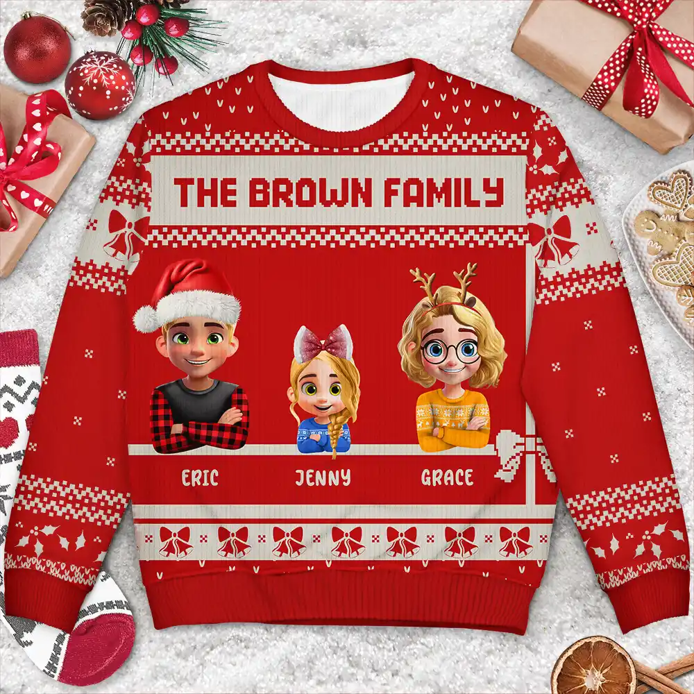 Family Is The Greatest Gift - Personalized Unisex Ugly Sweater - Image 3
