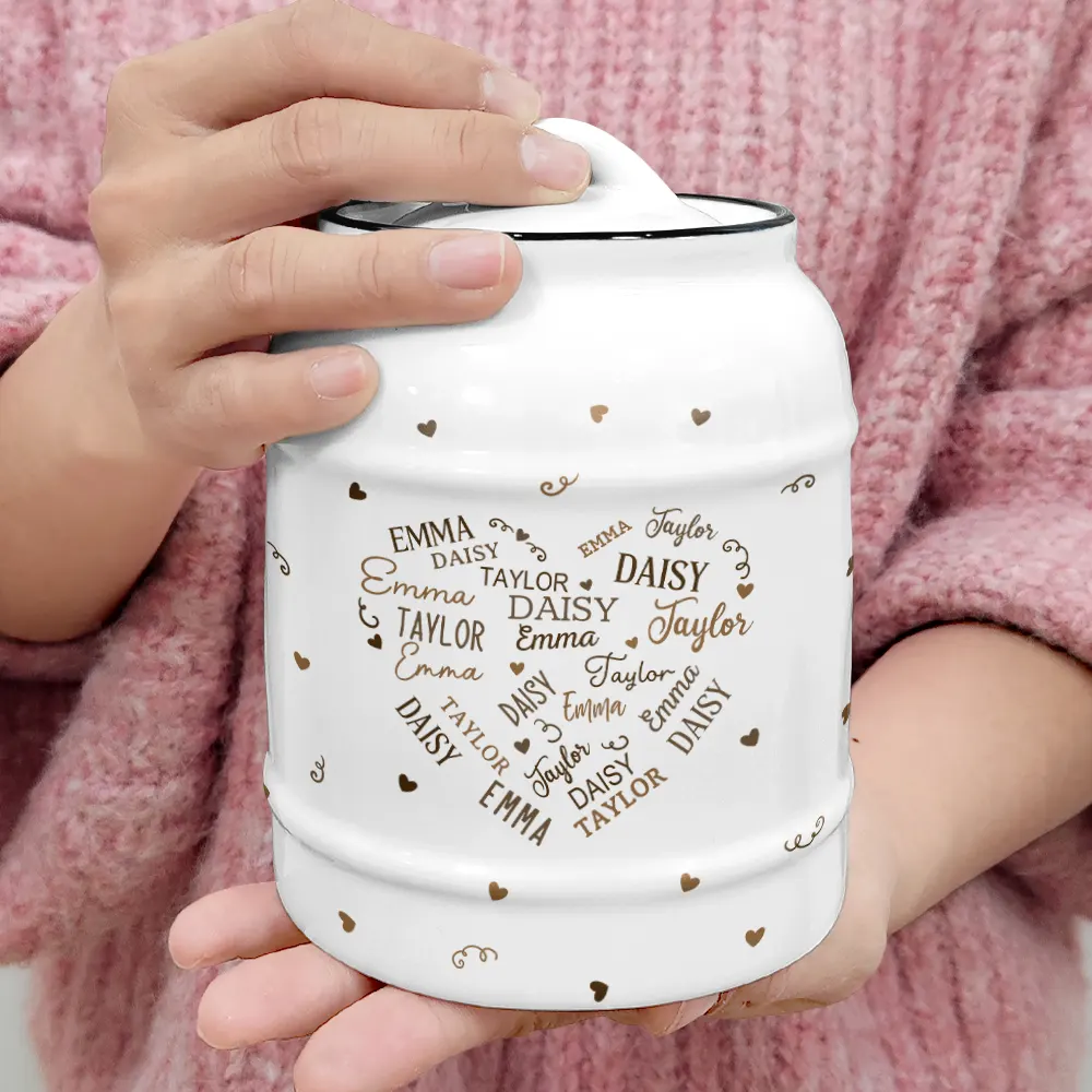 Family Kid Names Sweetheart - Personalized Cookie Jar - Image 4