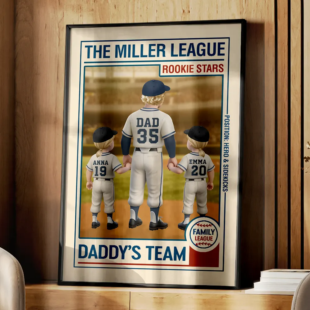 Family League Daddy's Team - Personalized Poster - Image 3