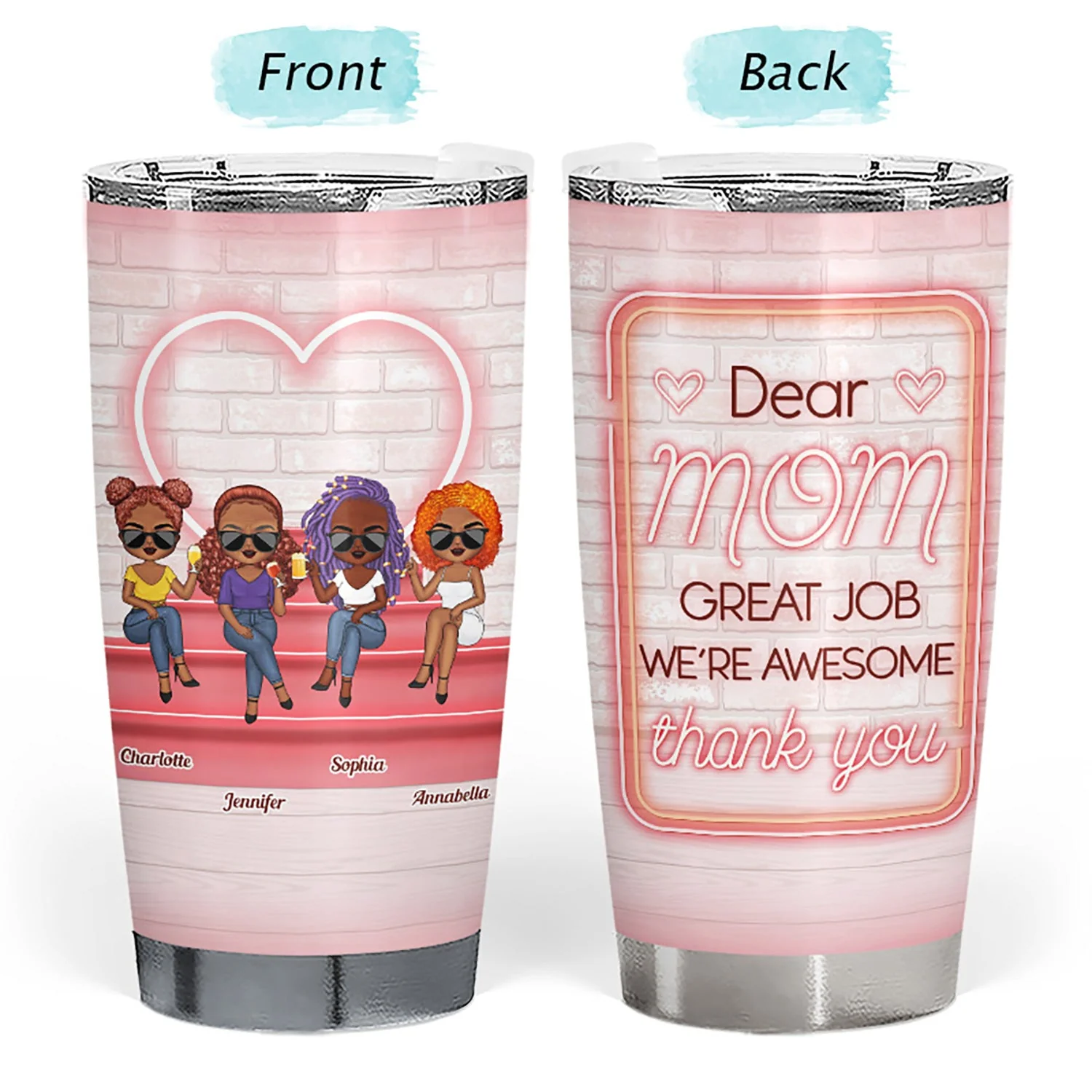 Family Like Mother Like Daughter - Gift For Mom & Daughters - Personalized Custom Tumbler - Image 3