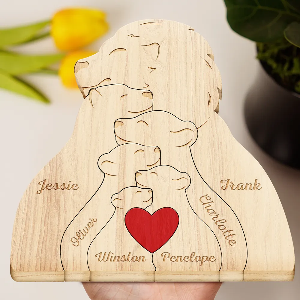 Family Lions - Gift For Parents, Father, Mother - Personalized Custom Shaped Wooden Puzzle - Image 6