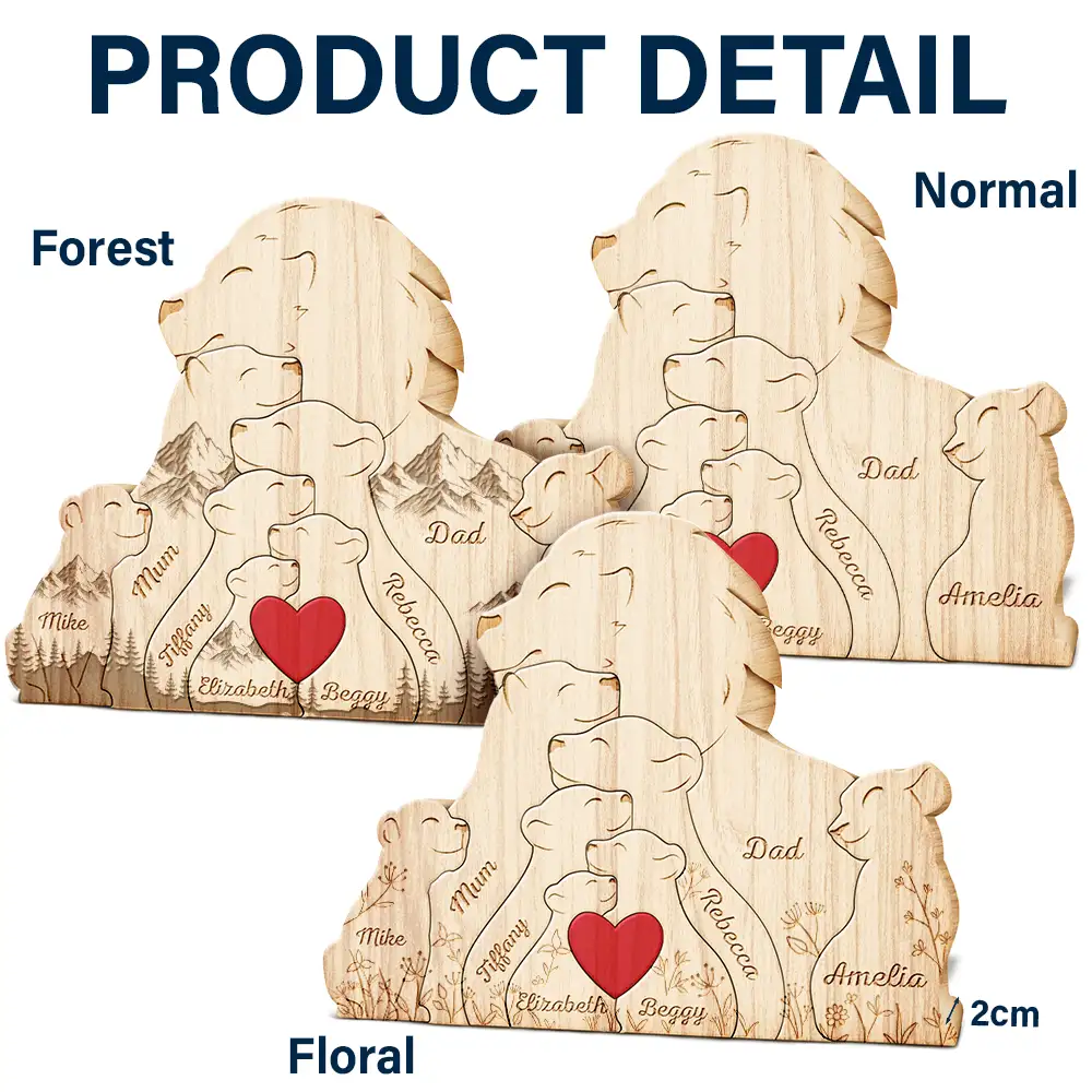 Family Lions - Gift For Parents, Father, Mother - Personalized Custom Shaped Wooden Puzzle - Image 8