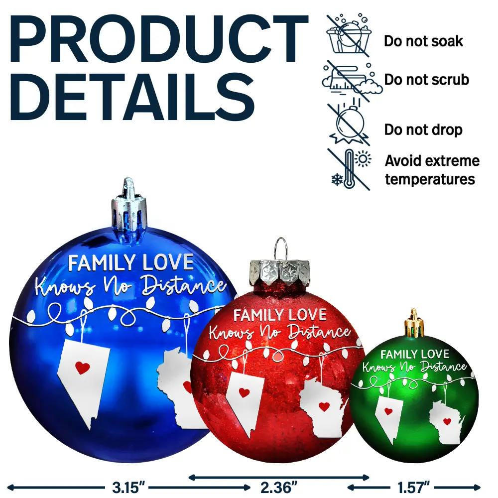 Family Love Knows No Distance - Personalized Ball Ornament - Image 7
