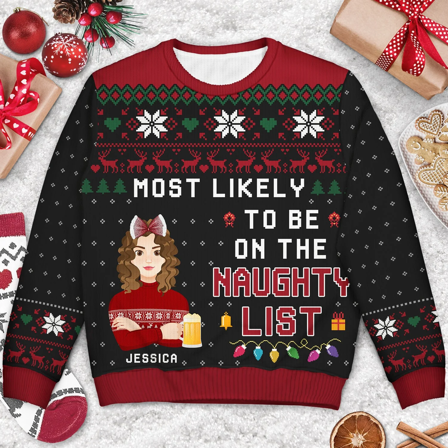 Family Matching Shirt Most Likely To - Funny Christmas Gift For Family - Personalized Unisex Ugly Sweater - Image 3