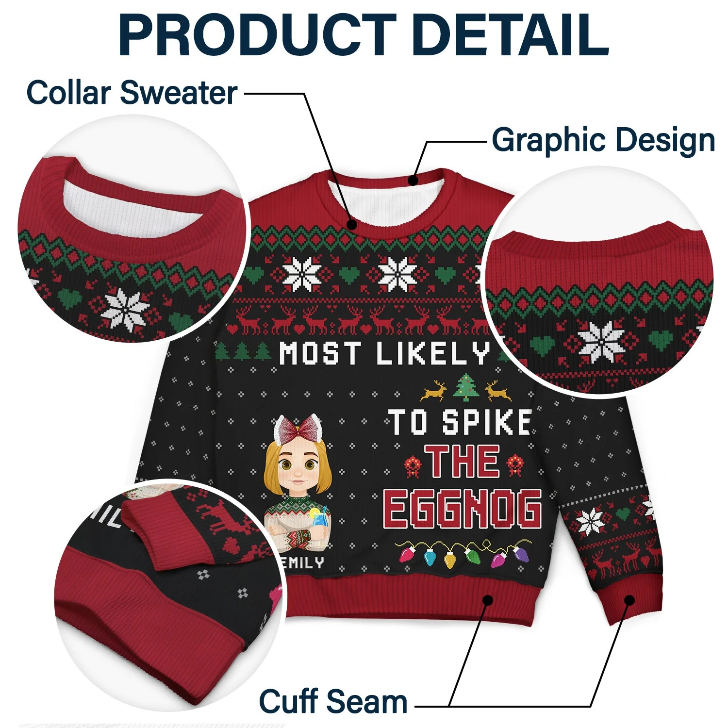 Family Matching Shirt Most Likely To - Funny Christmas Gift For Family - Personalized Unisex Ugly Sweater - Image 6