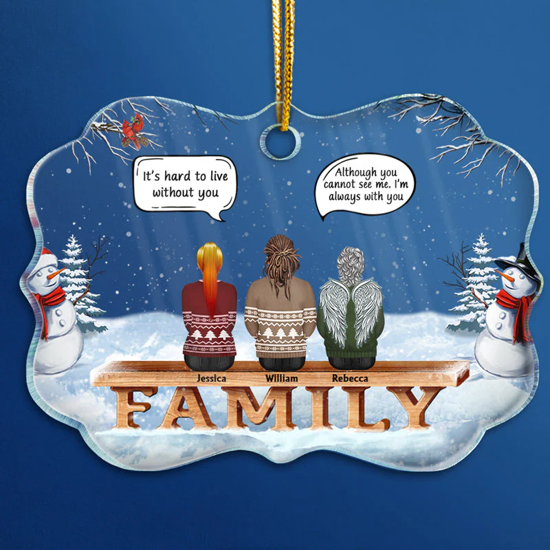 Family Memorial We Miss You - Christmas Gift For Family - Personalized Custom Medallion Acrylic Ornament - Image 3