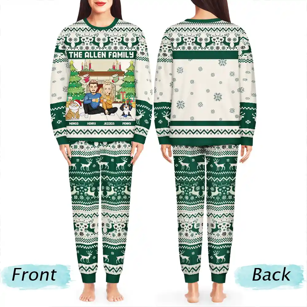 Family Merry Christmas - Personalized Unisex Pajamas Set - Image 4