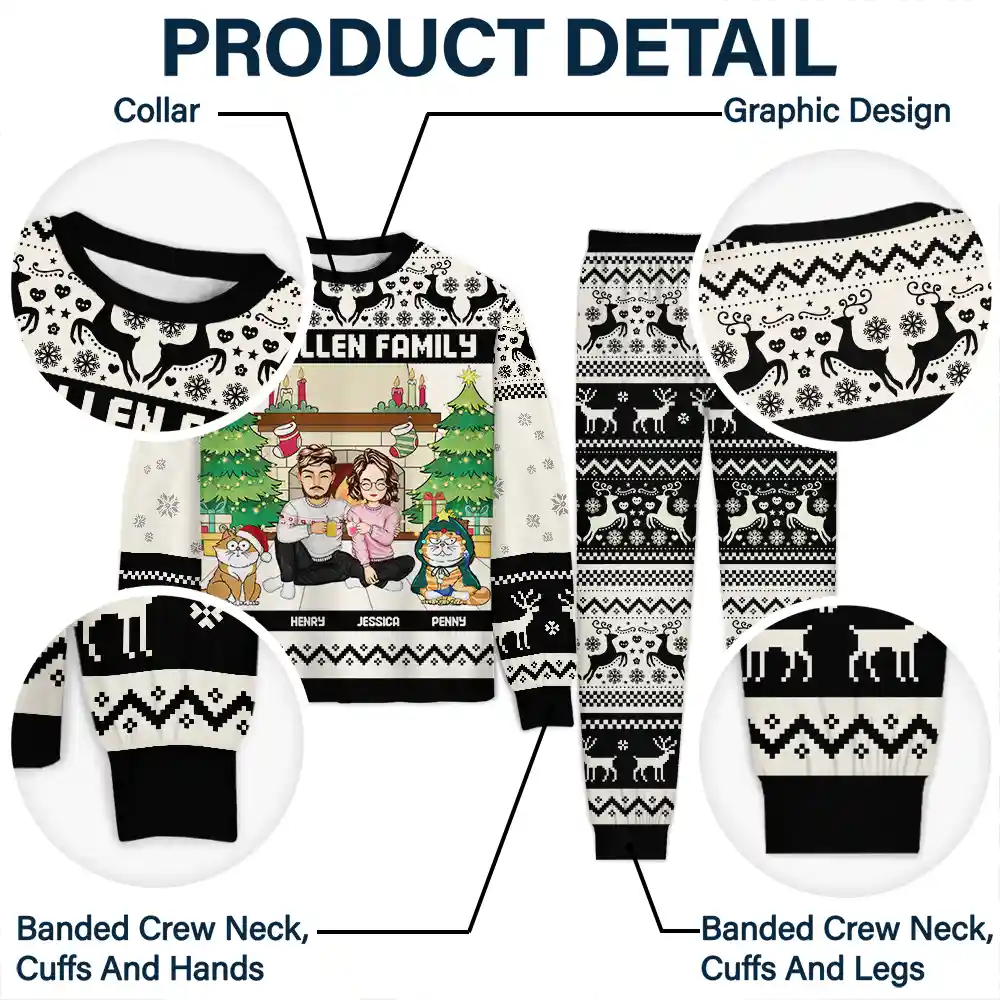 Family Merry Christmas - Personalized Unisex Pajamas Set - Image 5