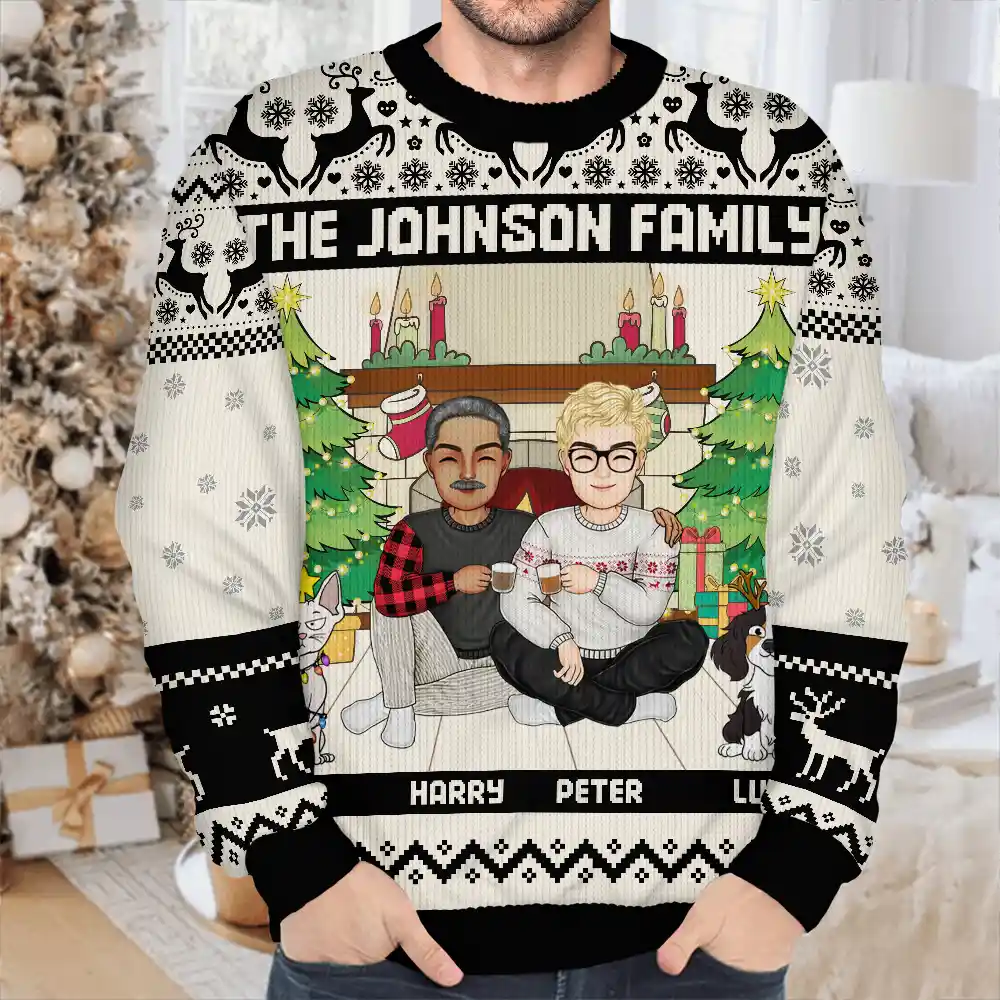 Family Merry Christmas - Personalized Unisex Ugly Sweater - Image 4