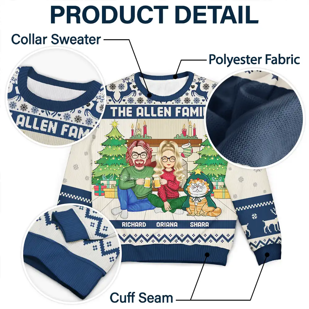 Family Merry Christmas - Personalized Unisex Ugly Sweater - Image 6