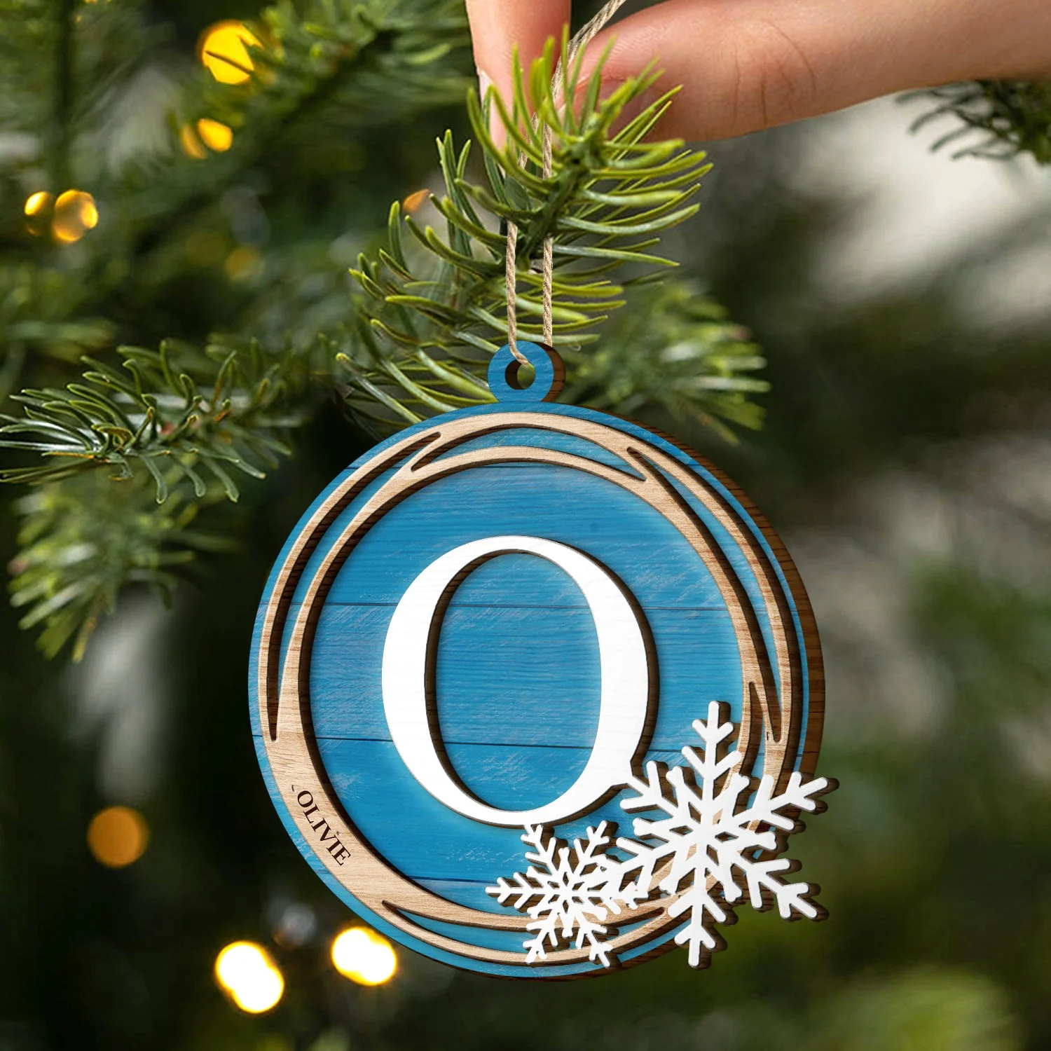 Family Monogram Alphabet - Christmas Gift For Family - Personalized 2-Layered Wooden Ornament - Image 2