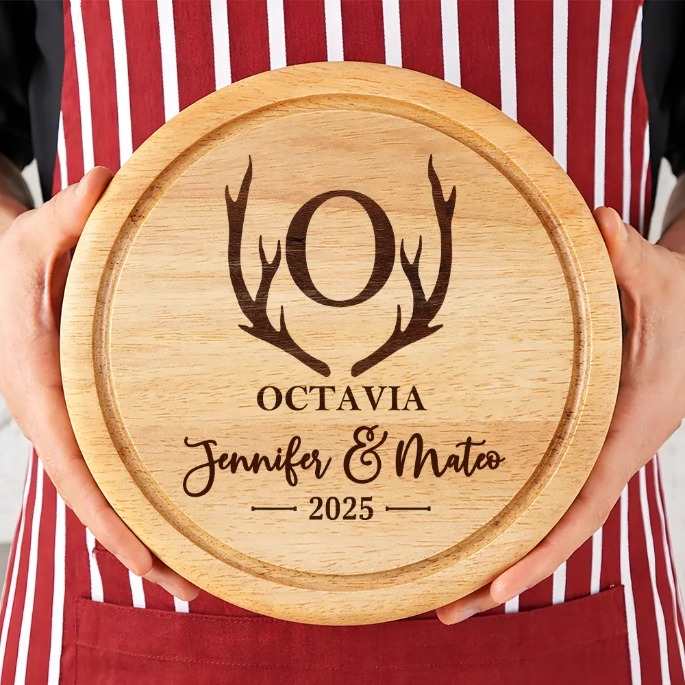 Family Monogram Name Charcuterie Couple Initial - Personalized Cheese Board Set - Image 3