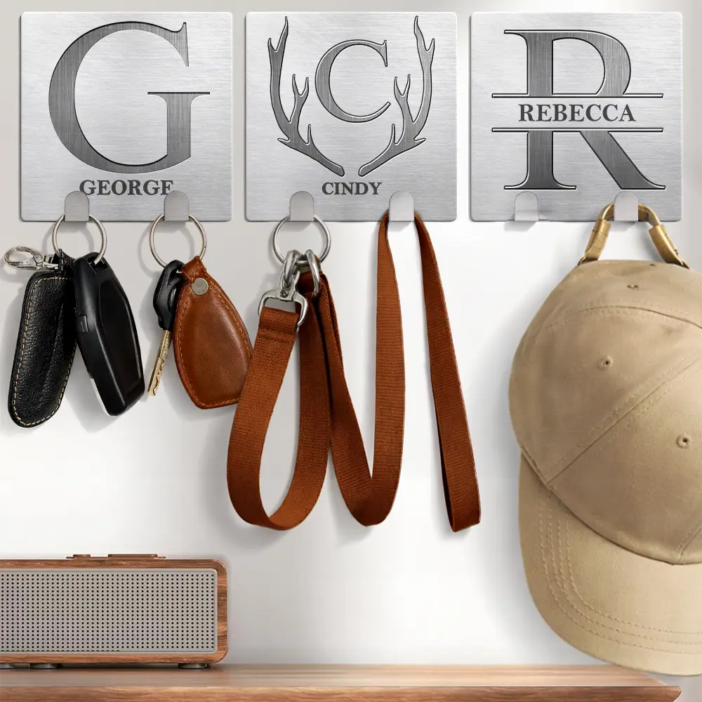 Family Monogram Name Couple Initial - Personalized Mini Key Hook - Image 3
