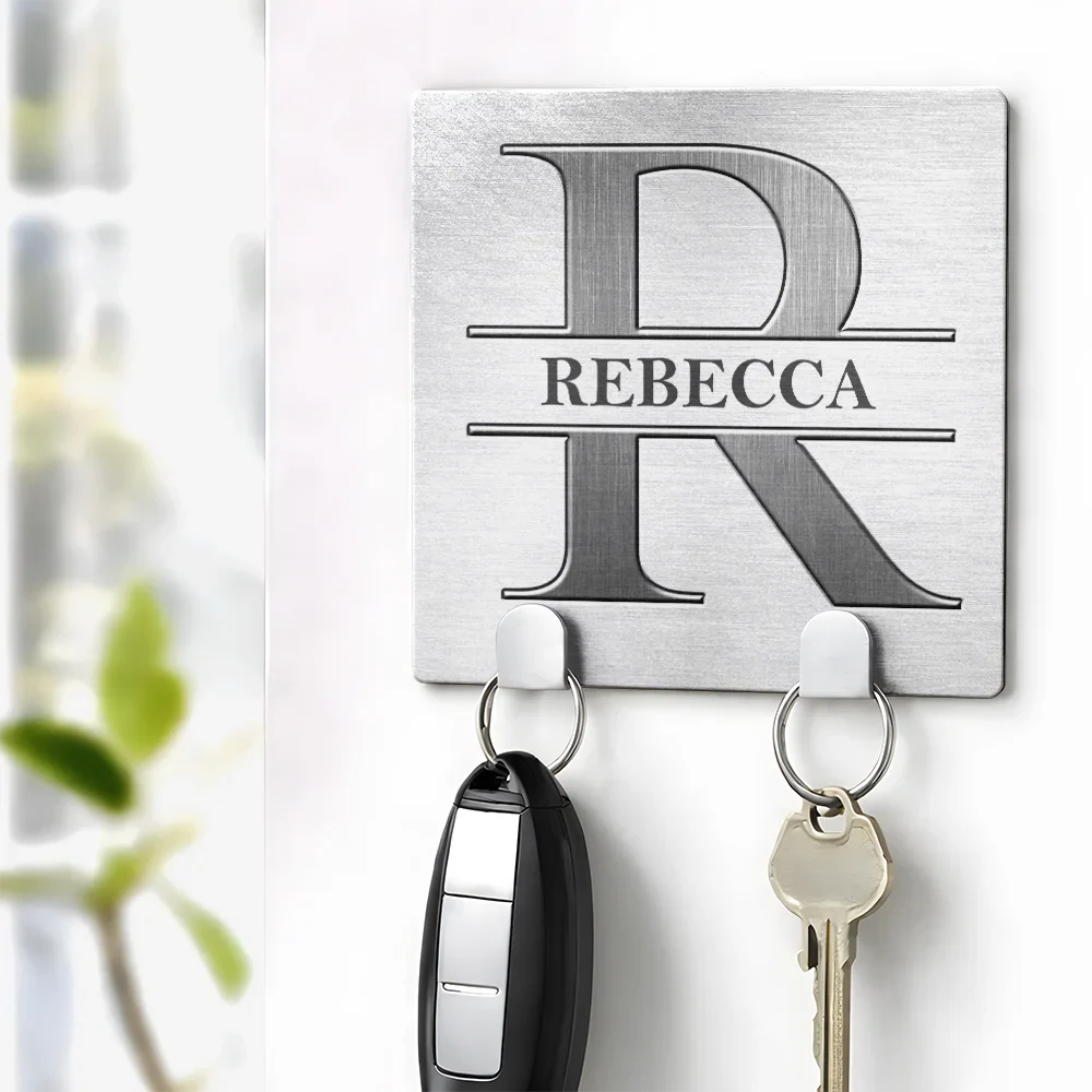 Family Monogram Name Couple Initial - Personalized Mini Key Hook - Image 4