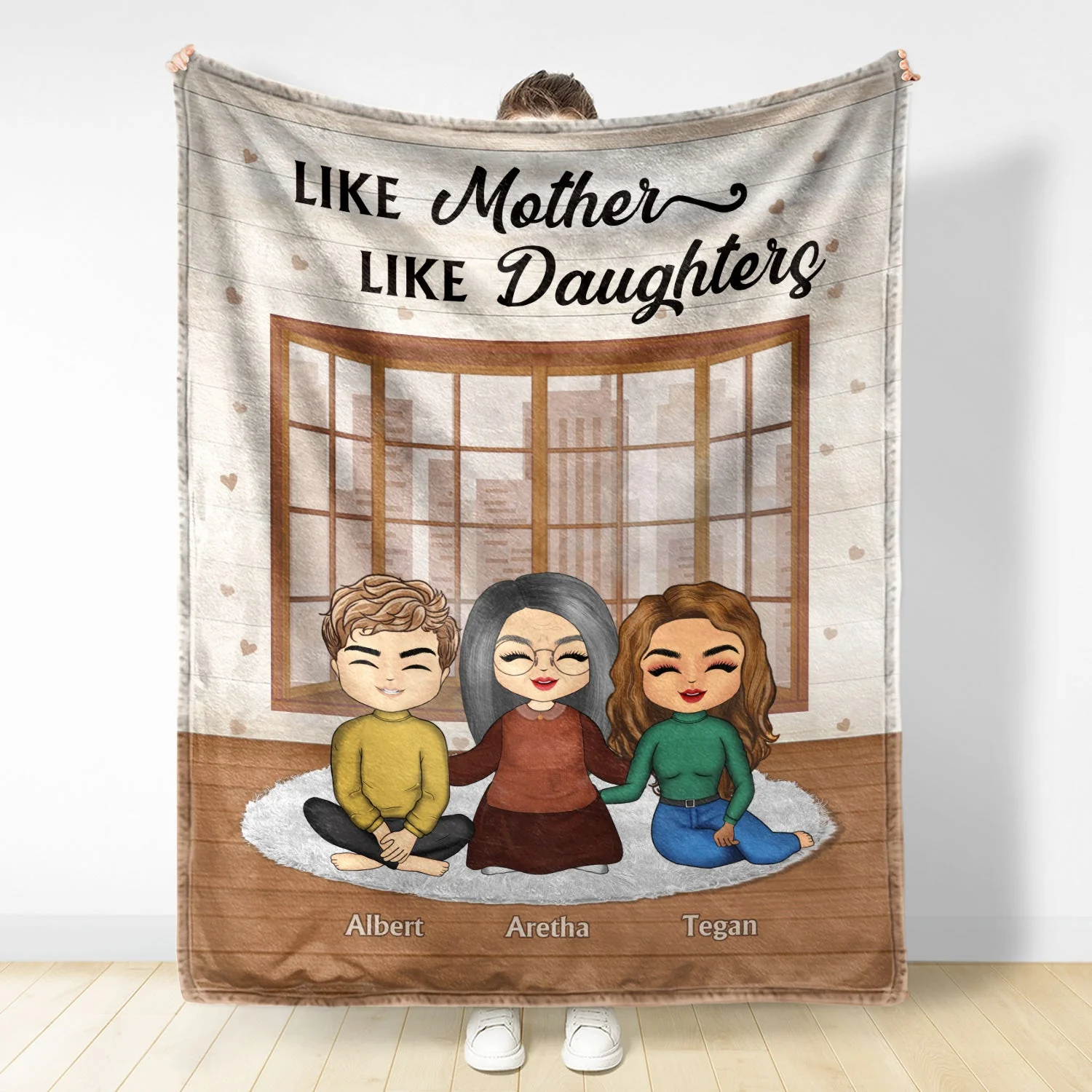 Family Mother & Children Forever Linked Together - Personalized Custom Fleece Blanket - Image 2