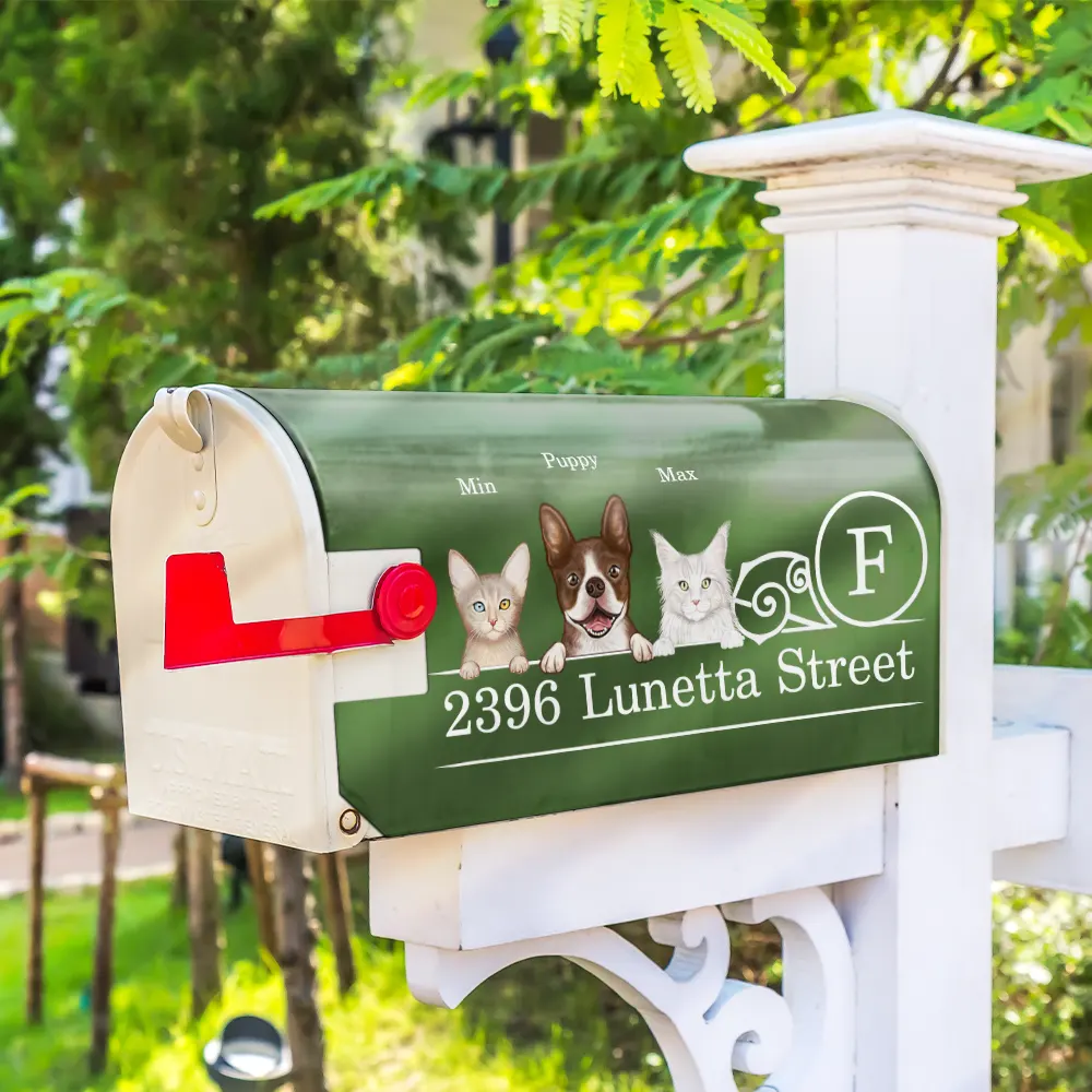 Family Name House Address Dogs Cats - Personalized Mailbox Cover - Image 4