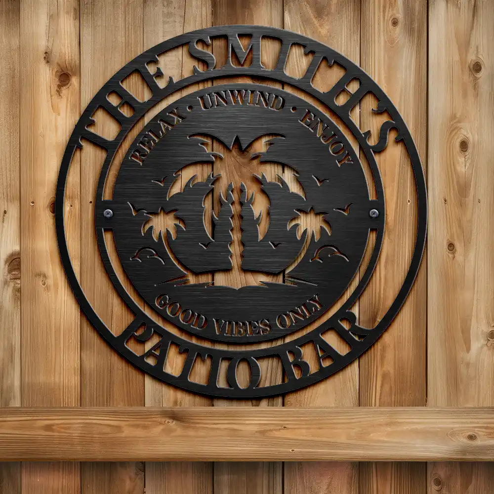 Family Name Poolside Oasis - Personalized Cutout Metal Sign - Image 2