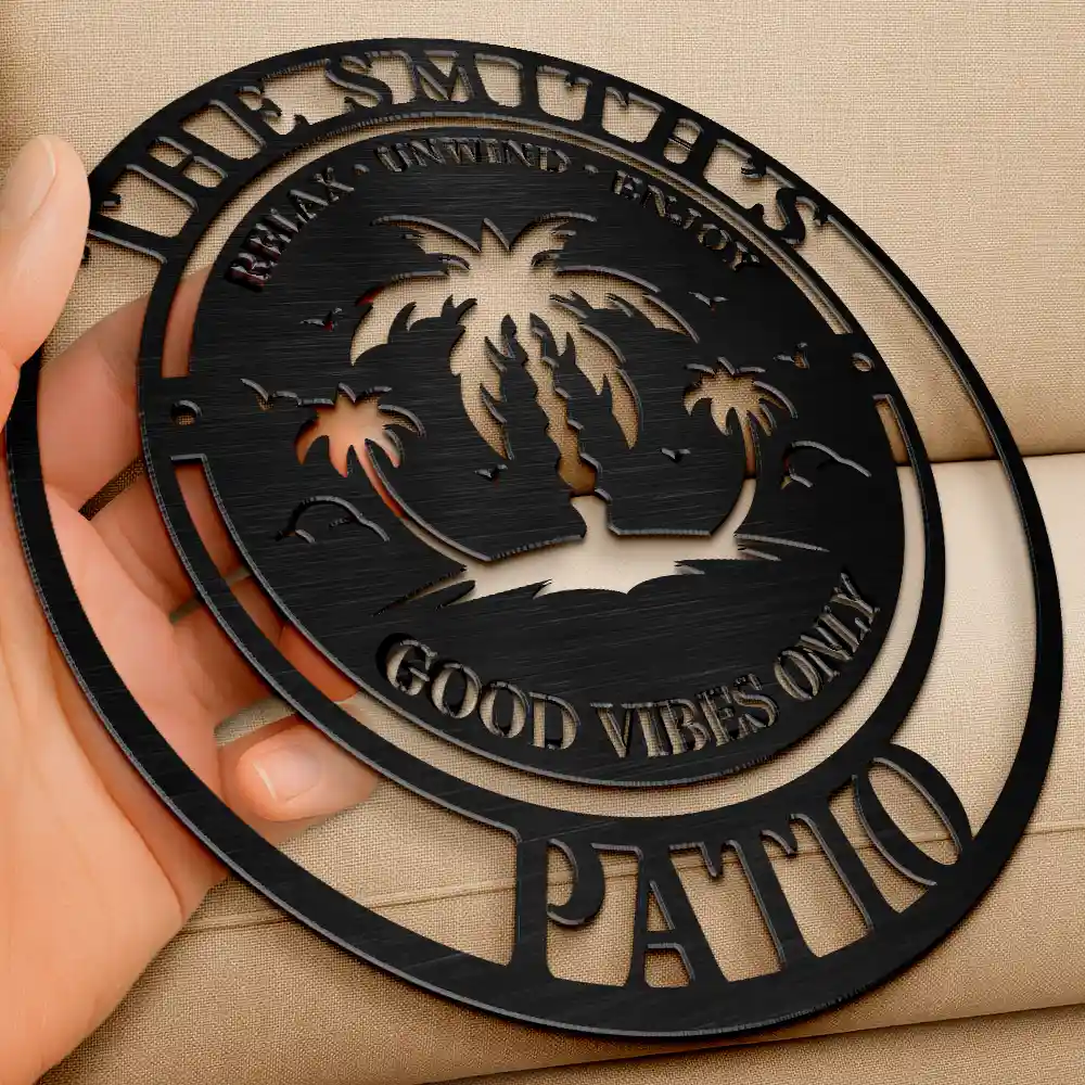 Family Name Poolside Oasis - Personalized Cutout Metal Sign - Image 3