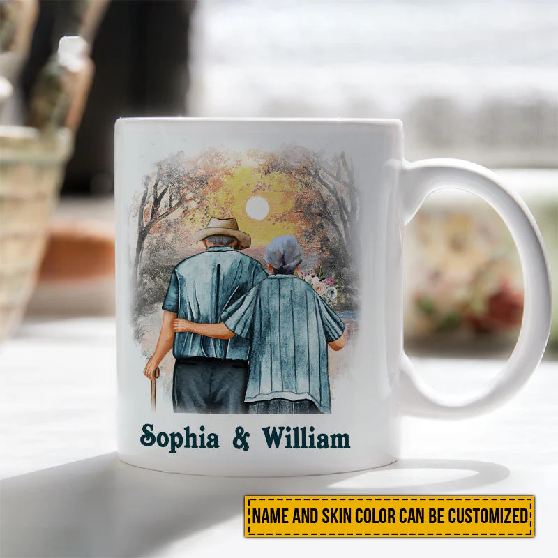 Family Old Couple To My Husband You Are The World Skin Custom Mug, Couple Gift, Anniversary Gift, Memorial Gift, Grandparents Day Gifts - Image 2