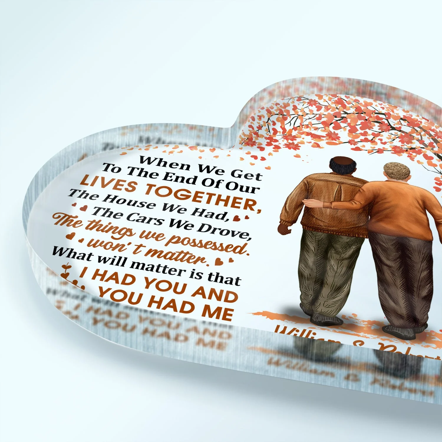 Family Old Couple When We Get To The End - Anniversary Gift For Couples - Personalized Custom Heart Shaped Acrylic Plaque - Image 3