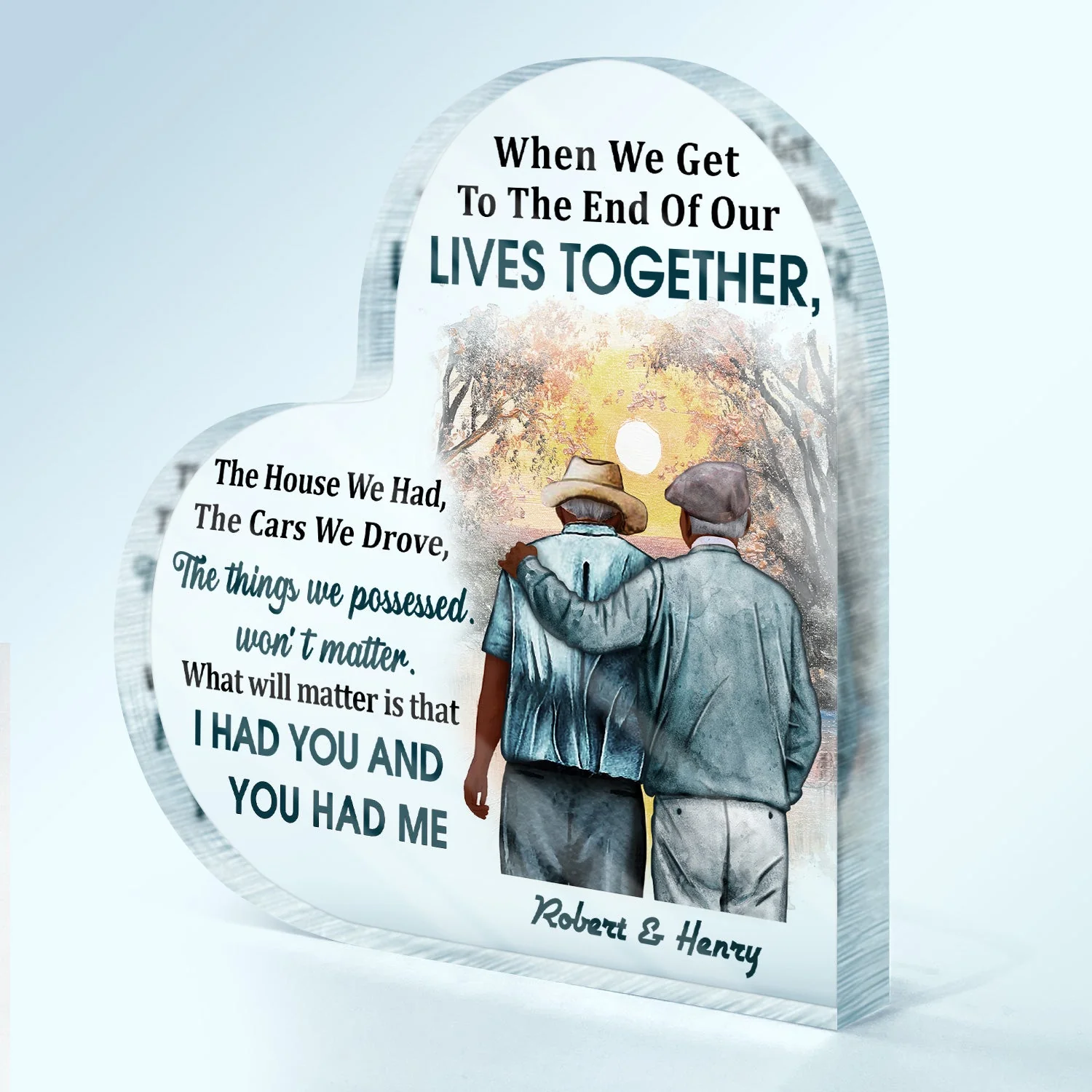 Family Old Couple When We Get To The End - Personalized Custom Heart Shaped Acrylic Plaque - Image 2