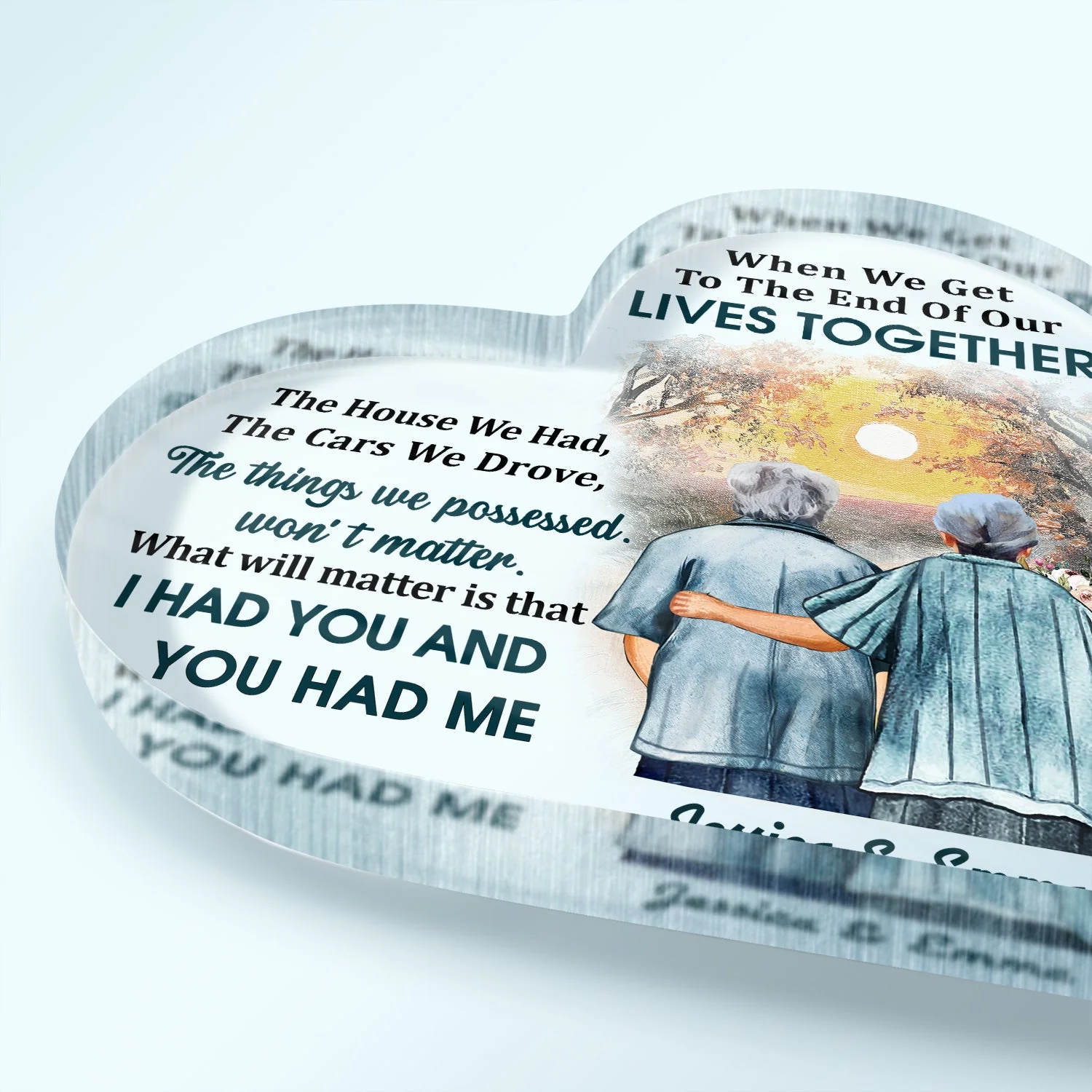 Family Old Couple When We Get To The End - Personalized Custom Heart Shaped Acrylic Plaque - Image 3