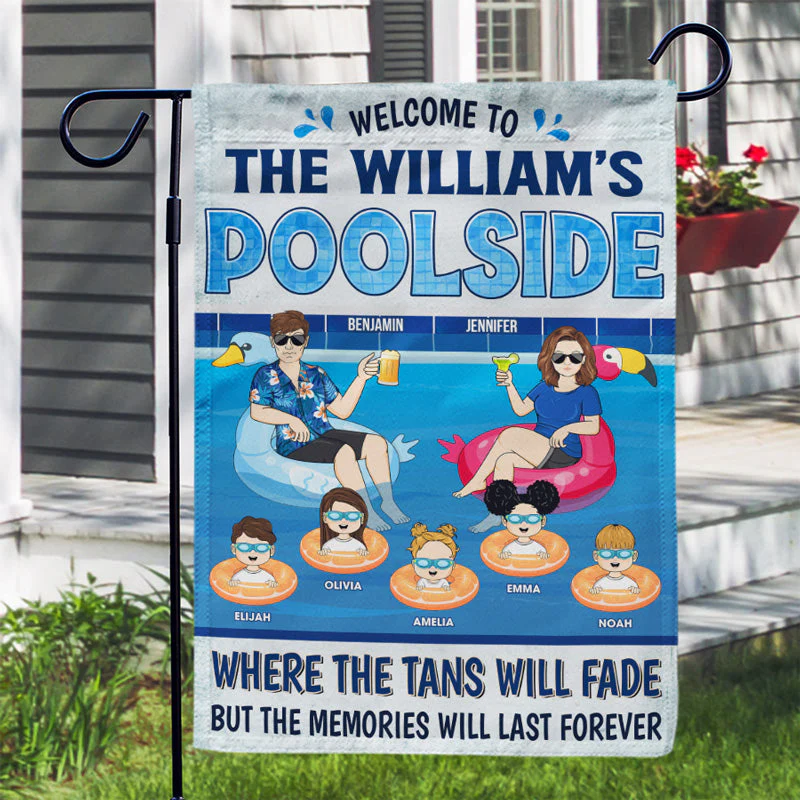 Family Poolside The Memories Will Last Forever - Gift For Couple - Personalized Custom Flag - Image 3