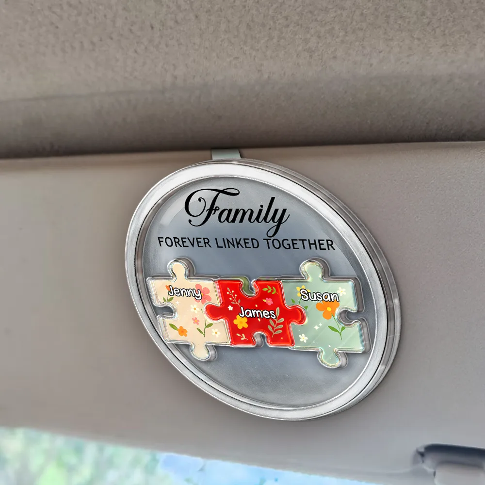 Family Puzzle Linked Together - Personalized Custom Shaped Acrylic Car Visor Clip - Image 3