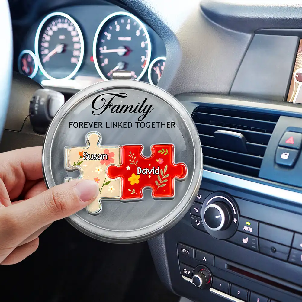 Family Puzzle Linked Together - Personalized Custom Shaped Acrylic Car Visor Clip - Image 4