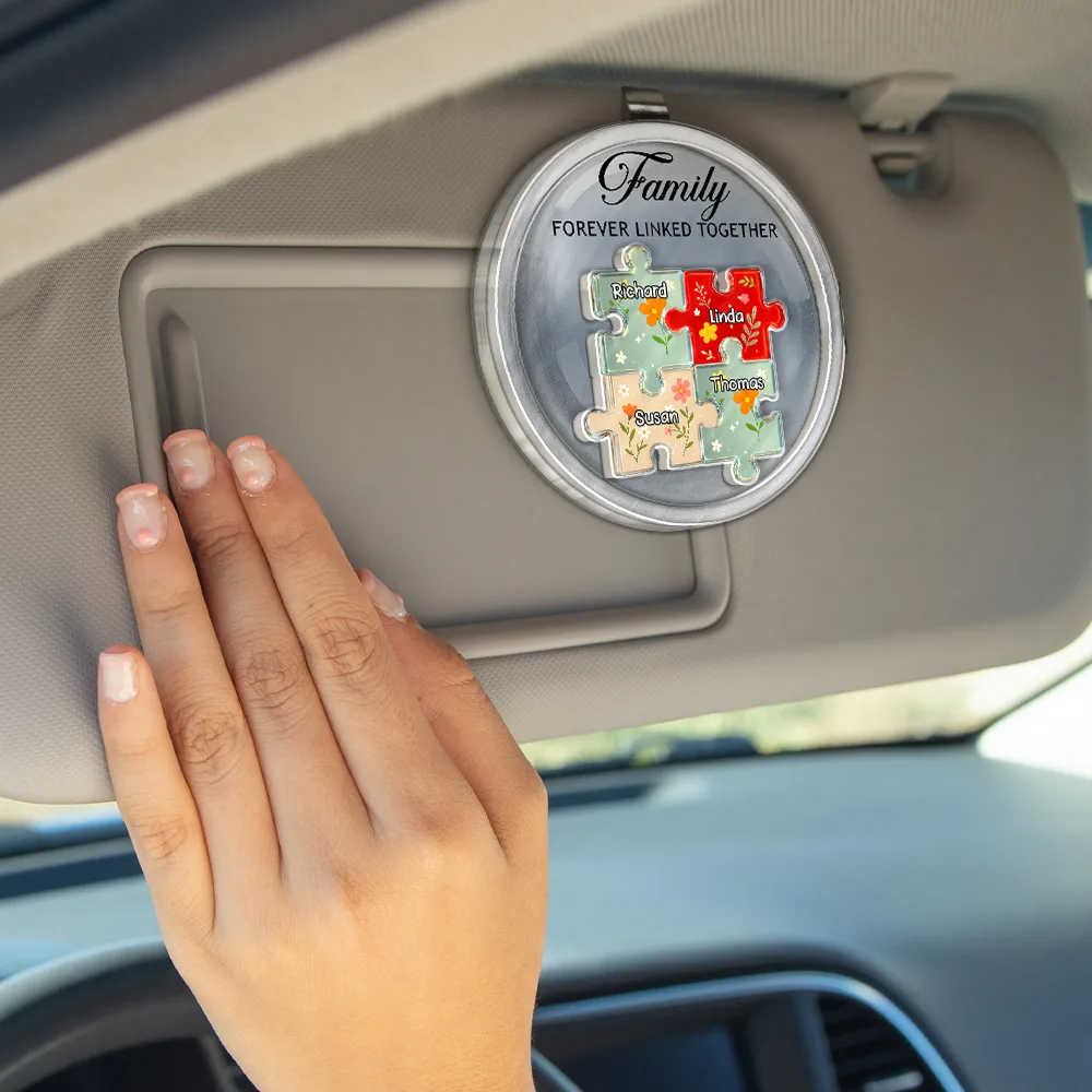 Family Puzzle Linked Together - Personalized Custom Shaped Acrylic Car Visor Clip - Image 5