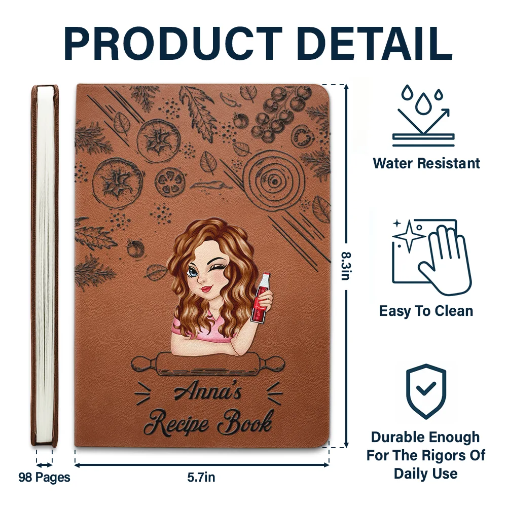 Family Recipe Cookbook - Personalized Leather Journal - Image 5