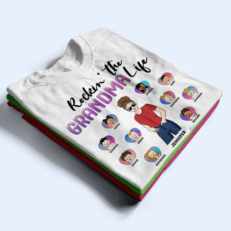 Family Rockin' The Mama Life - Mother Gift - Personalized Custom T Shirt - Image 2