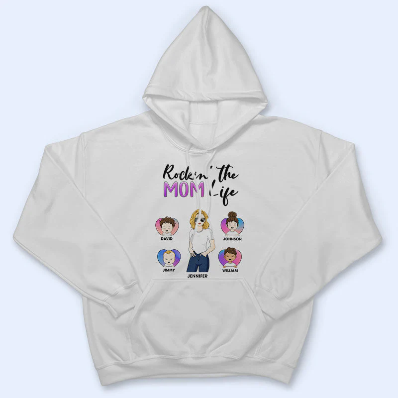Family Rockin' The Mama Life - Mother Gift - Personalized Custom T Shirt - Image 4
