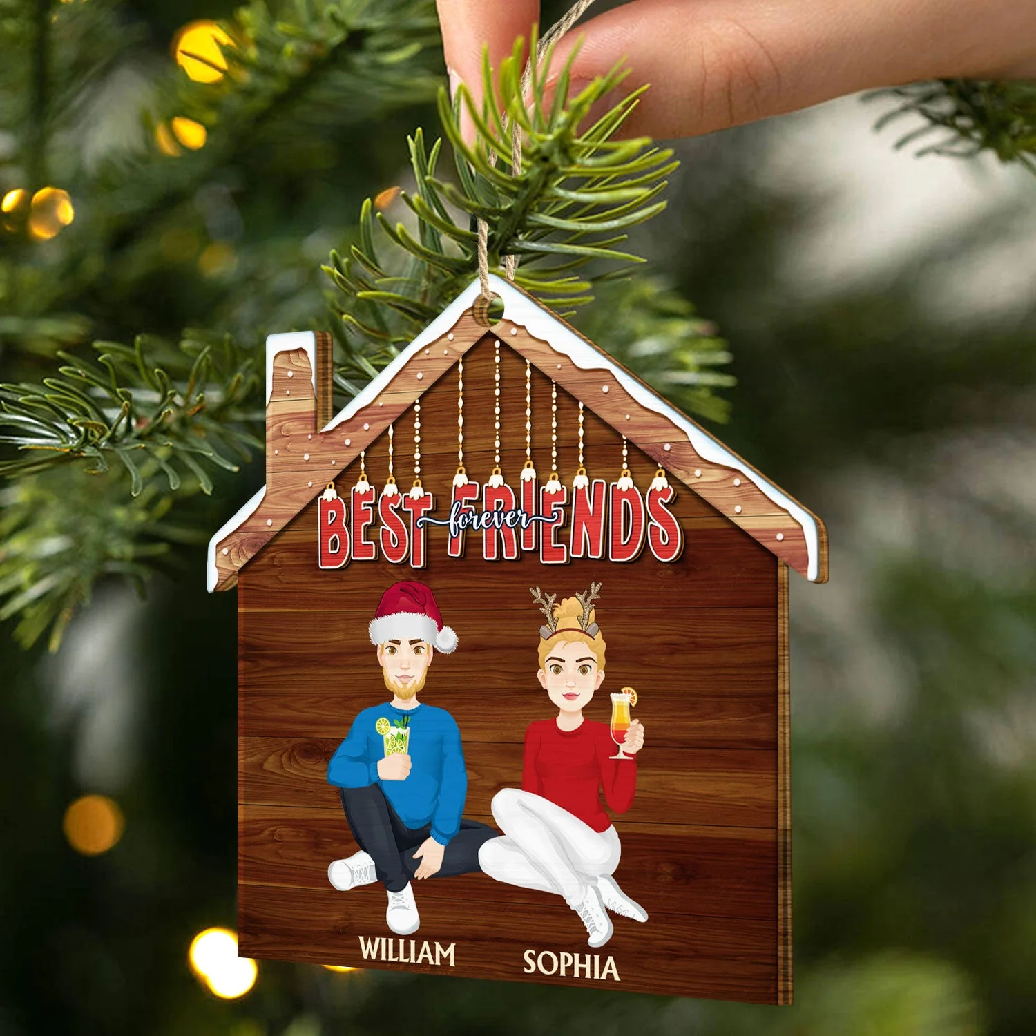 Family Siblings Forever - Christmas Gift For Parents, Sisters, Brothers, Besties, Best Friends, Colleagues - Personalized Custom Shaped Wooden Ornament - Image 2