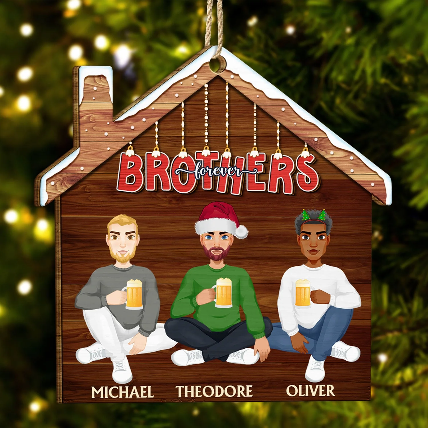 Family Siblings Forever - Christmas Gift For Parents, Sisters, Brothers, Besties, Best Friends, Colleagues - Personalized Custom Shaped Wooden Ornament - Image 3