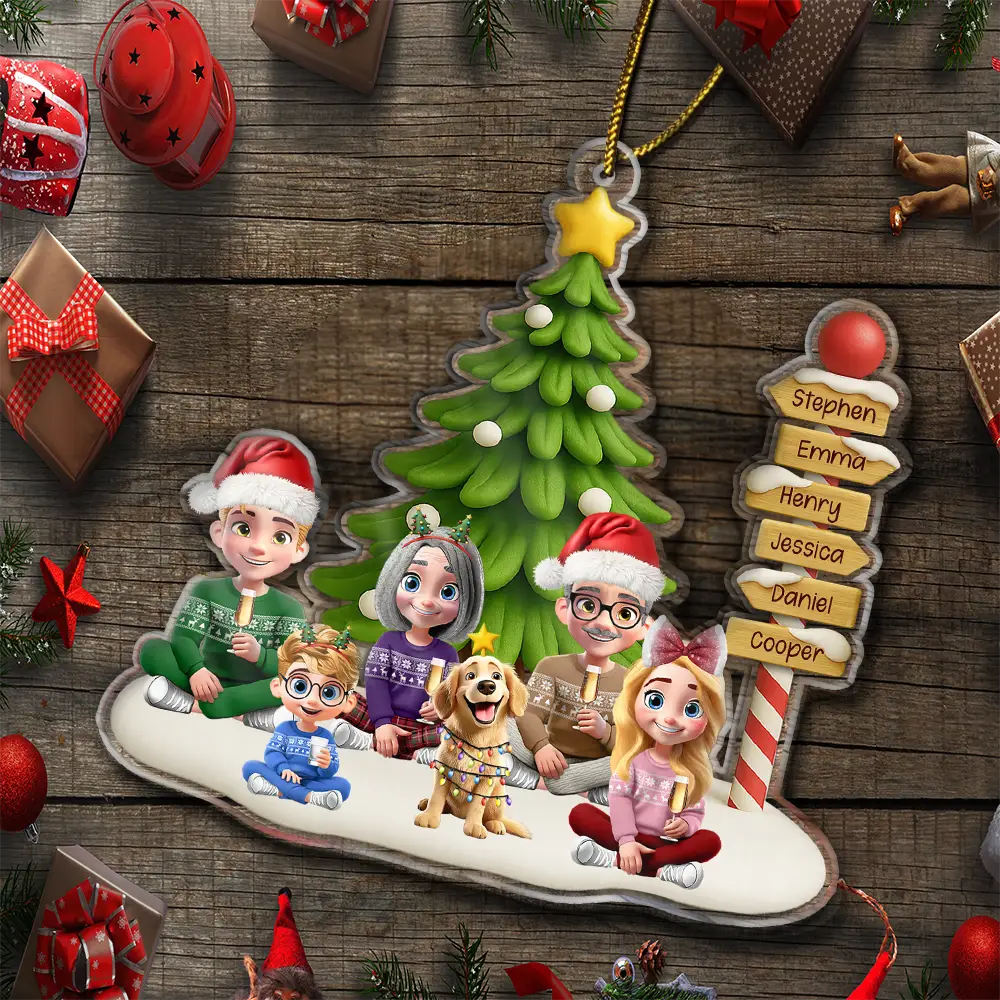Family Sitting Together Sign Post - Personalized Custom Shaped Acrylic Ornament - Image 5