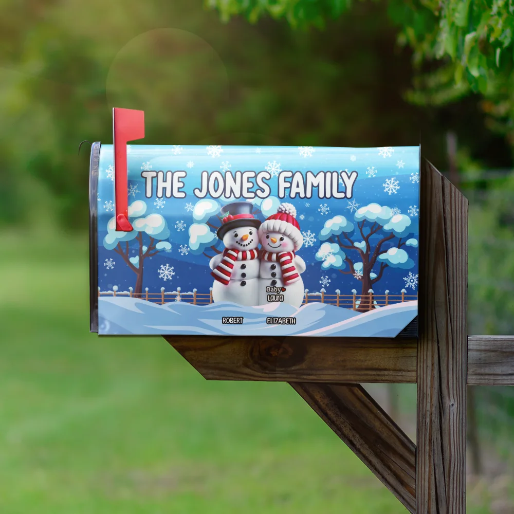 Family Snowman - Personalized Mailbox Cover - Image 2