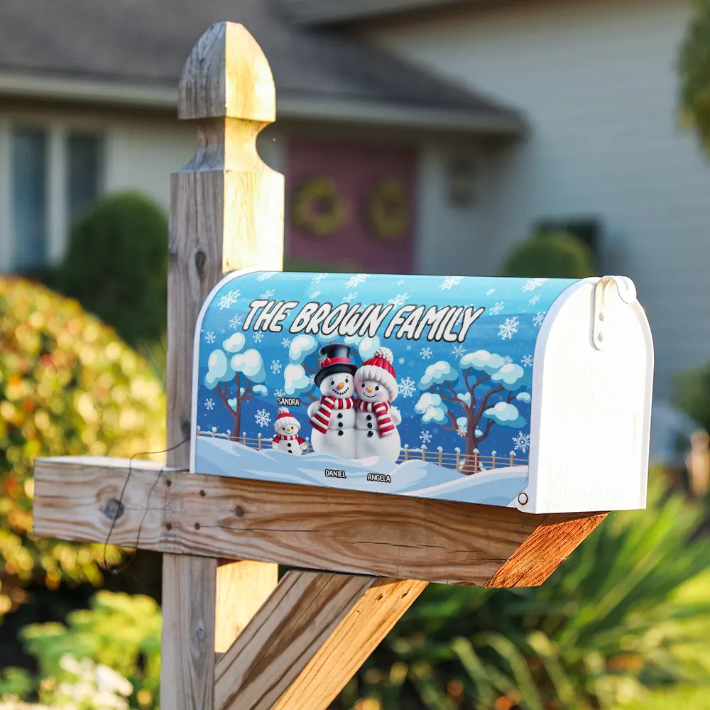 Family Snowman - Personalized Mailbox Cover - Image 3