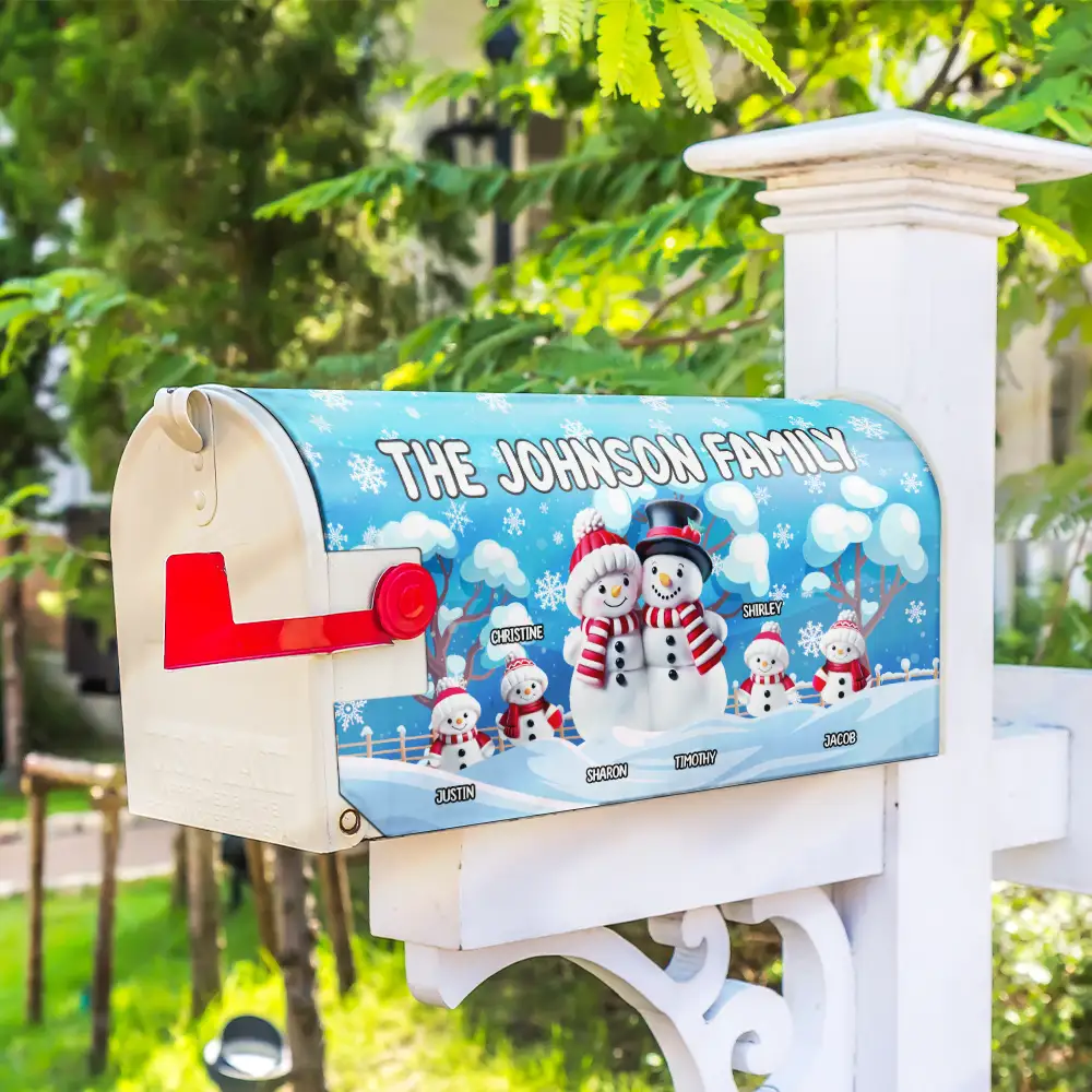 Family Snowman - Personalized Mailbox Cover - Image 4