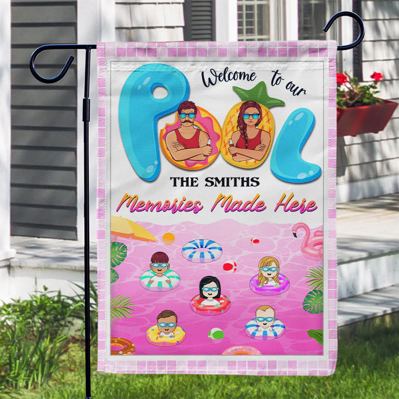 Family Swimming Pool Memories Made Here - Pool Flags - Personalized Custom Flag - Image 3