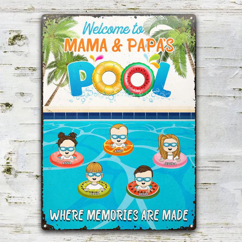 Family Swimming Pool Where Memories Are Made - Pool Decoration - Personalized Custom Classic Metal Signs - Image 2