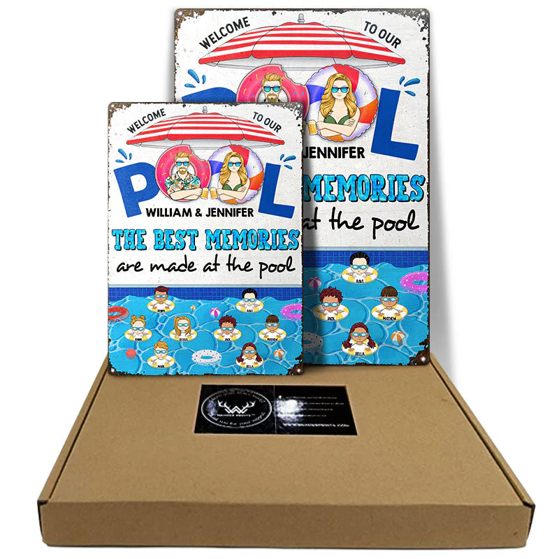 Family The Best Memories Are Made At The Pool - Pool Garden Sign - Personalized Custom Classic Metal Signs - Image 5
