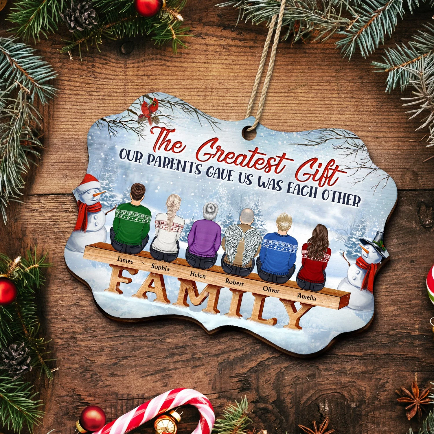 The Greatest Gift Our Parents Gave Us Was Each Other - Christmas Memorial Gift For Siblings, Parents, Family - Personalized Medallion Wooden Ornament - Image 5