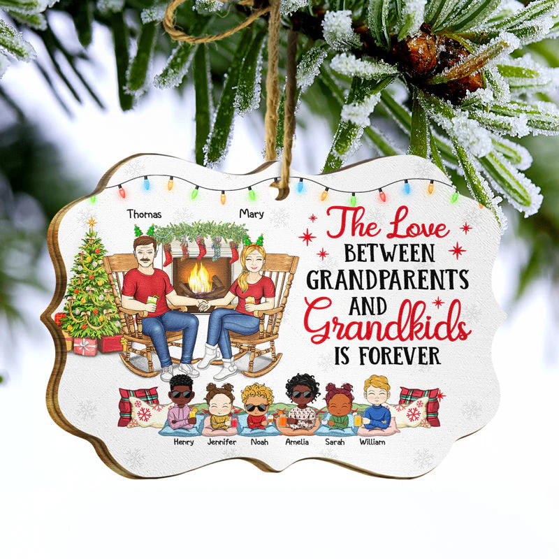 Family The Love Between Grandparents & Grandkids Is Forever - Christmas Gift For Parents & Grandparents - Personalized Wooden Ornament - Image 3