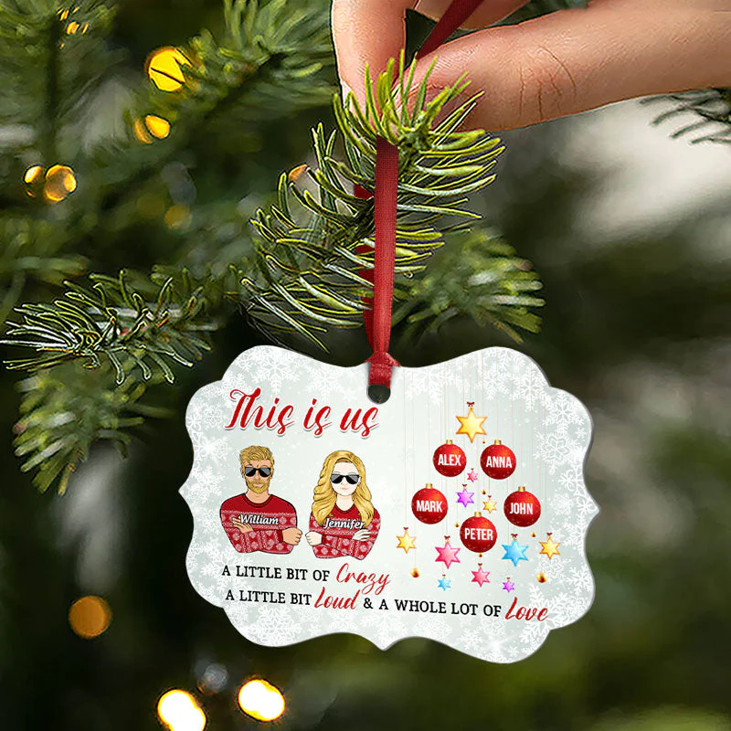Family This Is Us A Whole Lot Of Love - Christmas Gift - Personalized Custom Aluminum Ornament - Image 2
