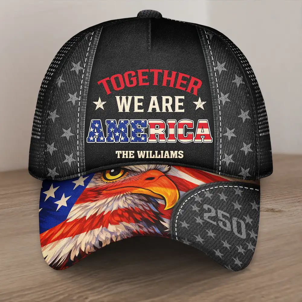 Family Together We Are America 250 - Personalized Mesh-back Casual Cap