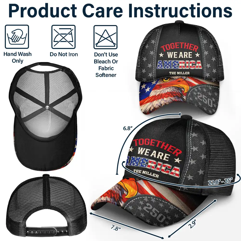 Family Together We Are America 250 - Personalized Mesh-back Casual Cap - Image 4