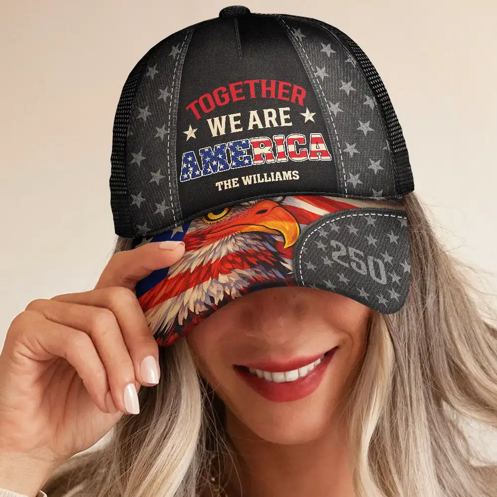 Family Together We Are America 250 - Personalized Mesh-back Casual Cap - Image 5