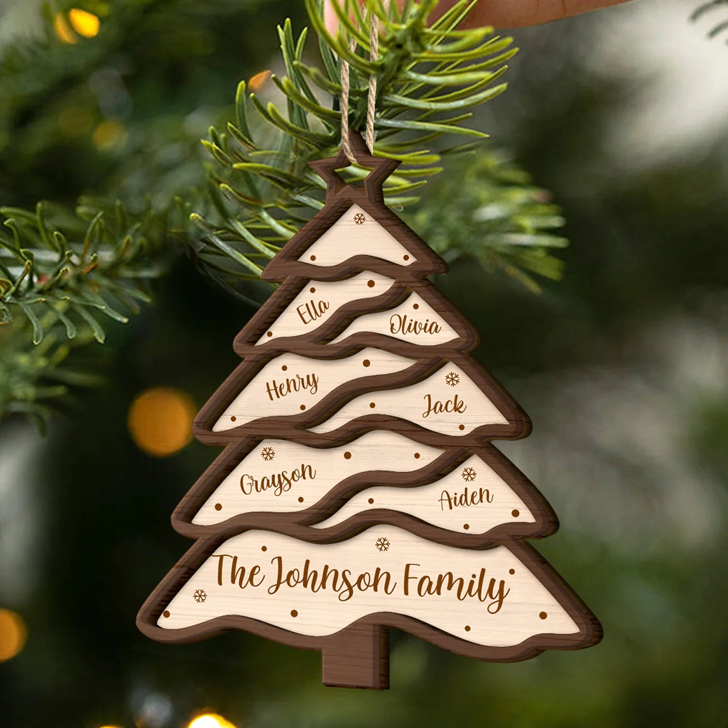 Family Tree - Christmas, Gift For Family - Personalized 2-Layered Wooden Ornament - Image 2